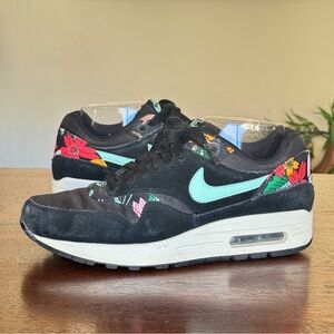 Nike Air Max 1 Aloha Sneakers 528898-003 Black Colorful Suede RARE | US 7.5